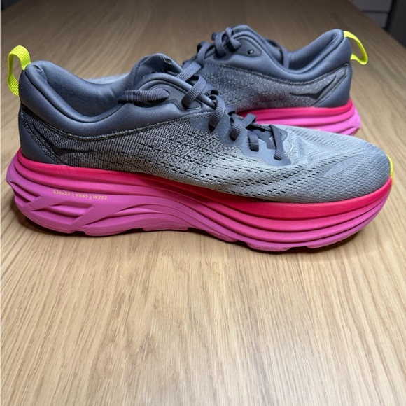HOKA ONE ONE BONDI 8 Gray Pink Women’s Running Sneakers Size 9 - Picture 10 of 13